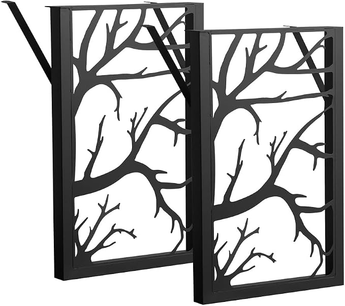 28 inch Table Legs Set of 2 - Heavy Duty Metal Desk Base with Nature-Inspired Laser Cut Design, for Industrial Modern Dining Table, Easy Installation (E)