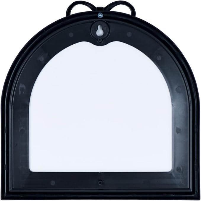 9.8-inch x 9.8-inch Arched Plastic wall Mirror with Bow at top, Modern Decorative Mirror, Small Arched wall Mirror Suitable for entryways and hallways (Black, 9.8x9.8 inch)