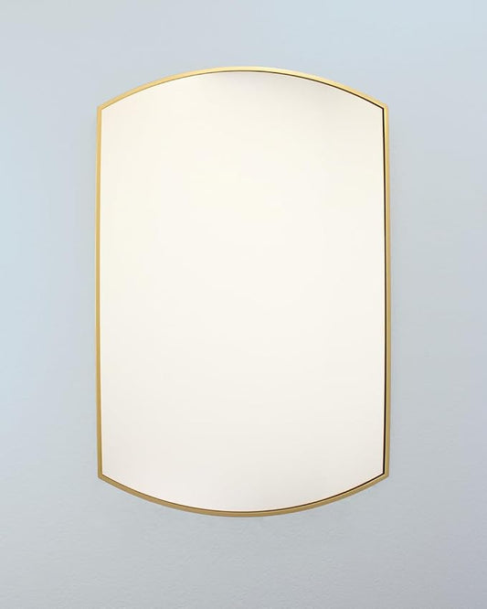 Harper Crescent Wall Mirror 24”x36” Over Sink Bathroom Mirror, Arched Arc Tempered Glass “Brass” Vanity Mirror, Great for Hallway/Entryway/Bedroom, Hangs Horizontal/Portrait/Vertical/Landscape, Gold