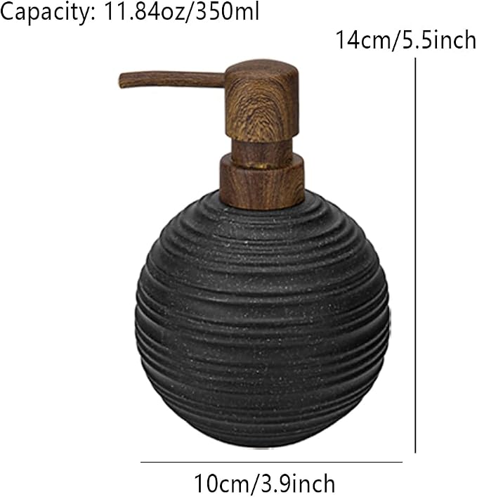 1pcs Hand Soap Dispenser Set, Sandstone Textured Resin Liquid Soap Dispenser for Bathroom Countertop, Heavy & Sturdy Dish Wash Soap Dispenser for Kitchen, Matte Black