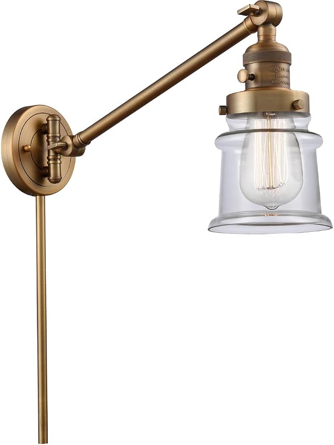 Innovations 237-BB-G182S-LED Restoration LED Swing Arm Lamp from Franklin Restoration Collection in Brass Finish,