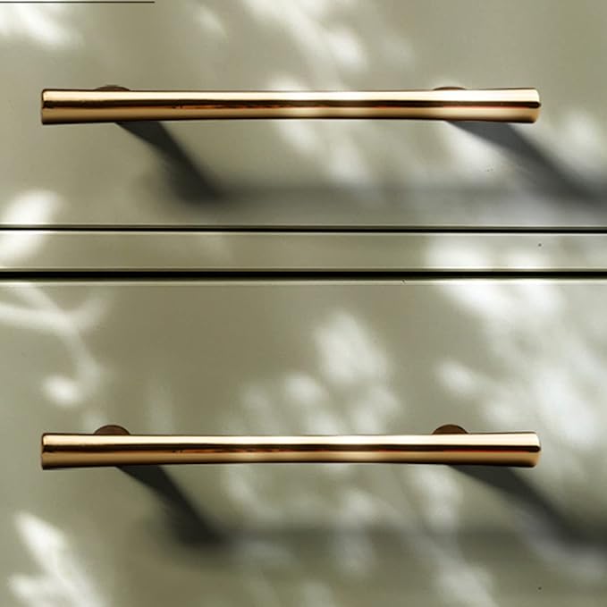 YAGU 10 Pack Bright Gold Cabinet Pulls, 3.75 Inch Hole Center Polished Brass Kitchen Drawer Handles Zinc Alloy Furniture Hardware for Bathroom Cupboard Dresser Closet