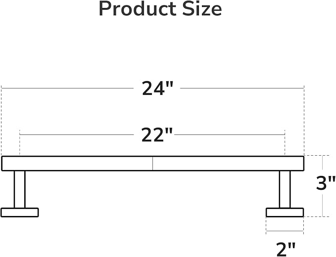 USHOWER Polished Chrome Towel Bar, 22-Inch Towel Racks for Bathroom Wall-Mounted, SUS304 Stainless Steel Towel Rod (Total Length 24-Inch)