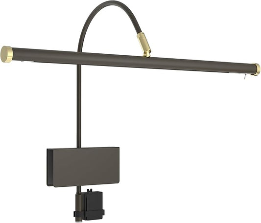 Cocoweb 19" LED Grand Piano Light in Mahogany Bronze with Brass Accents with Dimmer Clip