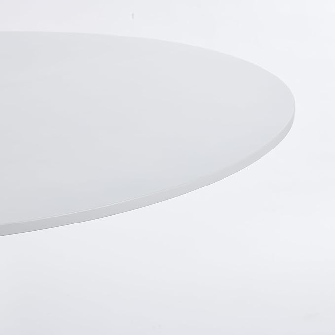 42-inches White Round Dining Table, Modern Tulip Kitchen Table with Thickened Tabletop & Sturdy Pedestal Base, Tulip Shape Table for Small Places, Living Room, Office, Cafe