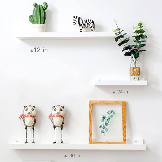 12 Inch Floating Shelves Wall Mounted, Solid Wood Wall Shelves for Decor and Storage, Picture Ledge Shelf for Bedroom/Bathroom/Living Room/Kitchen/Laundry Room, White Color, 12*4*1.5, 1 Pack