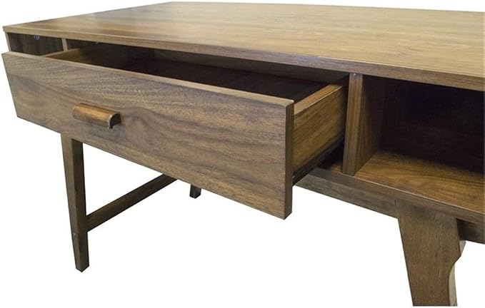 OS Home and Office Model Mid Century One Drawer and Sturdy Legs Desk, Brown