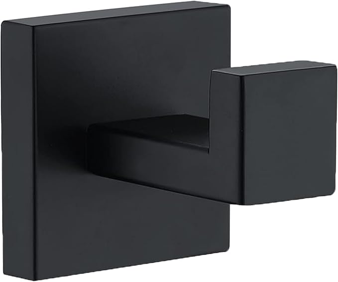 Towel Hooks for Bathrooms, Matte Black Towel Hook for Kitchen Bathroom, SUS304 Stainless Steel Coat Hook, Heavy Duty Towels Holder Hooks for Hanging, 1 Pack