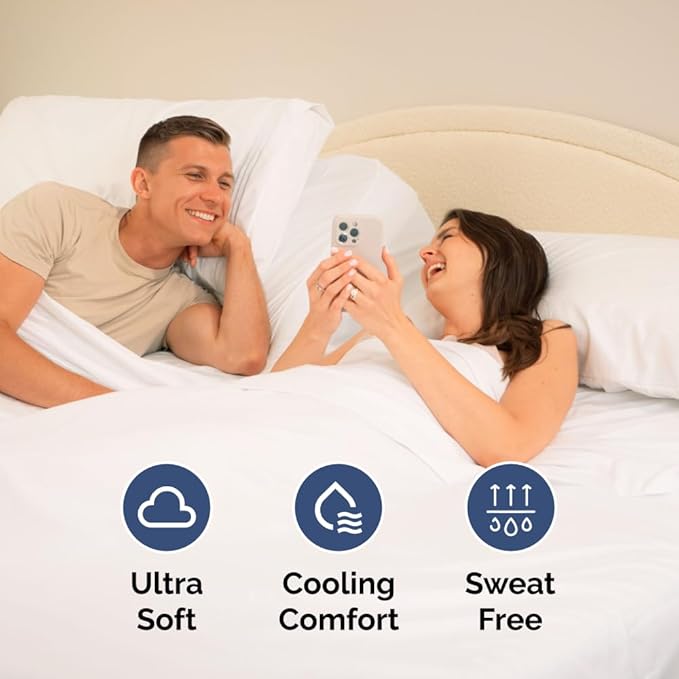 Flex Top Split Head King 4 Piece Sheet Set - Ultra-Soft, Breathable & Cooling Bed Sheets Set - Hotel Luxury Bedding for Women & Men with Deep Pockets - Wrinkle Free & Fade Resistant - Oeko-Tex - White