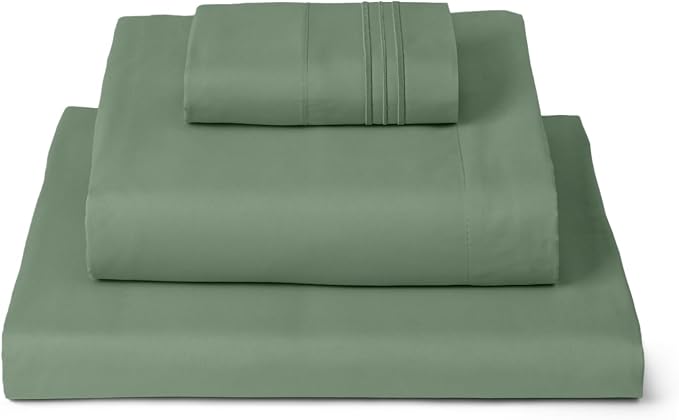 Mellanni Twin XL Sheets Set - 3 PC Iconic Collection Bedding - Hotel Luxury, Extra Soft, Cooling Bed Sheets - Wrinkle, Fade, Stain Resistant (Twin Extra Long, Sage)