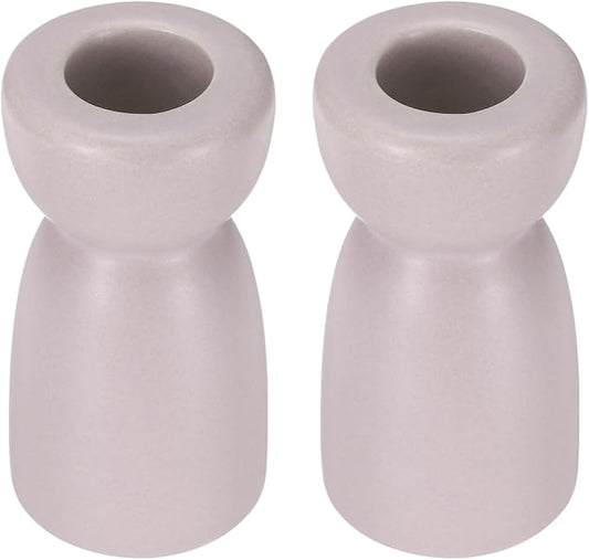 uxcell 2 Pack Candlestick Holder Light Purple Ceramic Taper Candle Holder Candle Stand Holders Modern Style Decoration for Centerpiece Tabletops Anniversary