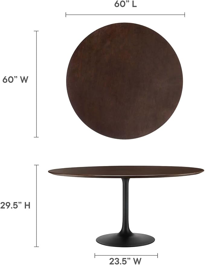 Modway Lippa Dining Table, 60", Black Cherry Walnut