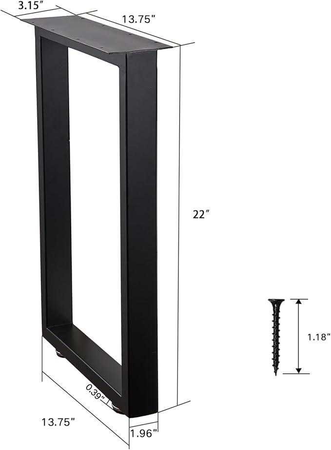 22 Inch Bench Legs Metal Coffee Table Legs Heavy Duty Table Legs Iron Bench Legs, Black, Set of 2