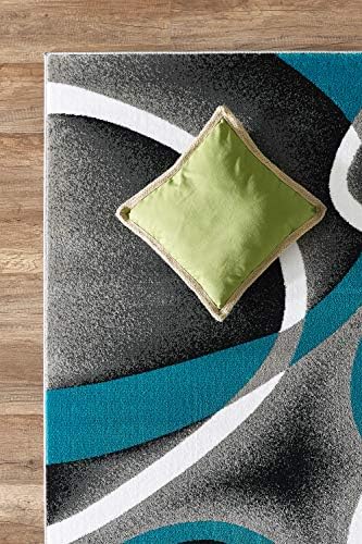 GLORY RUGS Modern Area Rug 8x10 Turquoise Swirls Carpet Bedroom Living Room Contemporary Dining Accent Sevilla Collection 4816
