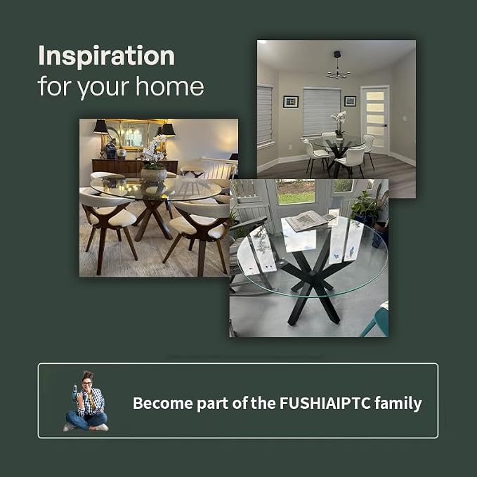 FUSHIAIPTC Metal Table Legs 28 Inch, Artistic Heavy Duty Dining Table Base with Suction Cups & Pre-Drilled Holes, Fits Glass Marble Wood Tops, DIY Desk Coffee Table Legs, 1000LBS Capacity, Black