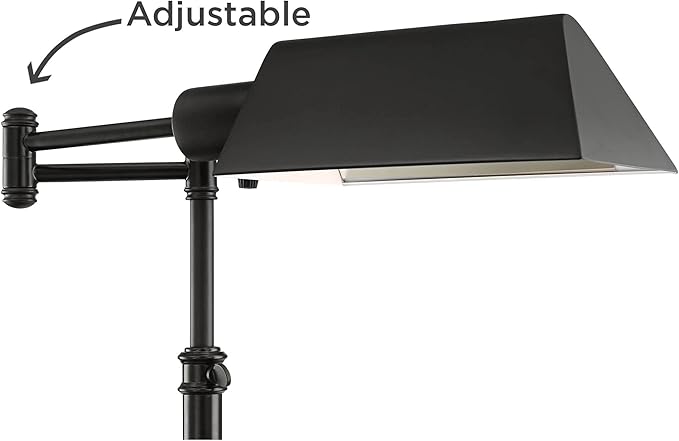 Regency Hill Jenson Industrial Farmhouse Adjustable Swing Arm Pharmacy Lamps Floor Standing with USB Charging Port 54" Tall Dark Bronze Metal Decor for Living Room Reading House Bedroom Home Office