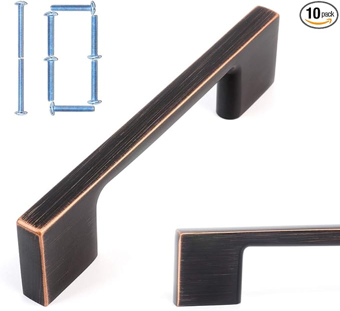 KOOFIZO 10 Pack 3 Inch Oil Rubbed Bronze Kitchen Cabinet Pulls Rubbed Bronze Cabinet Handles Bronze Cabinet Hardware for Kitchen Cabinets Drawer P01 Dresser Cupboard Bedroom Bathroom