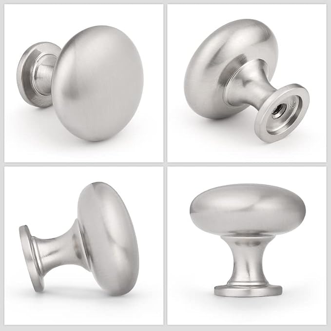 100 Pack Brushed Nickel Cabinet Knobs,Satin Nickel Drawer Knobs Dresser Knobs,Solid Round Kitchen Cabinet Pulls for Dresser Drawers,1-3/16 Inch(29.5mm) Drawer Pulls