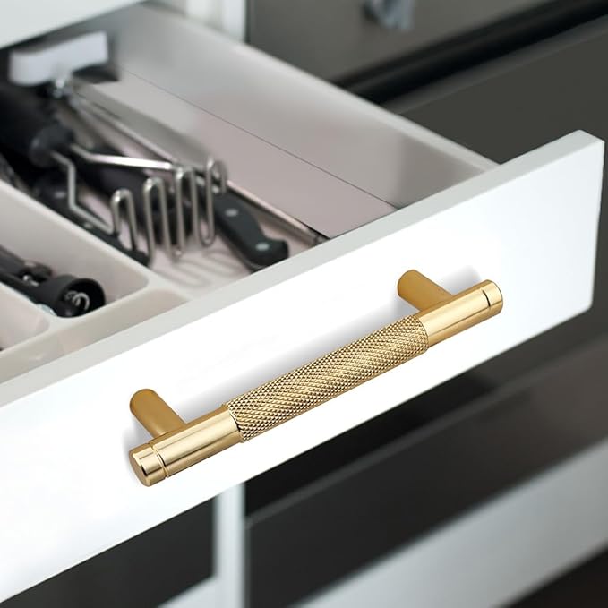 12 Pack 3 3/4 Inch 96 mm Gold Barrel Cabinet Pulls Cupboard Aluminum Handles Drawer Pull Cabinet Handles