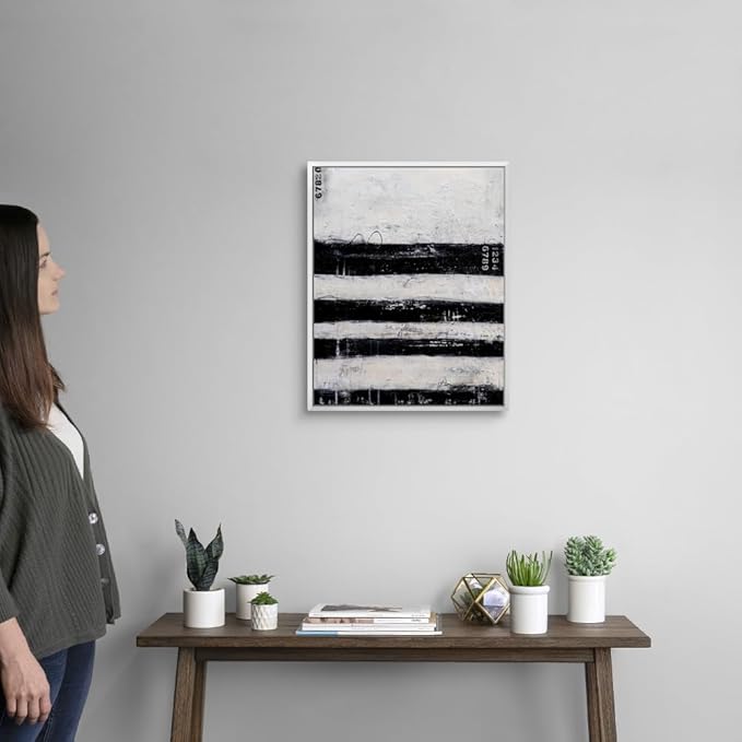 CANVAS ON DEMAND Four Roads White Float Framed Canvas Wall Art Print by Erin Ashley, Contemporary, Abstract, Home Decor, Modern Artwork, 16" x20in