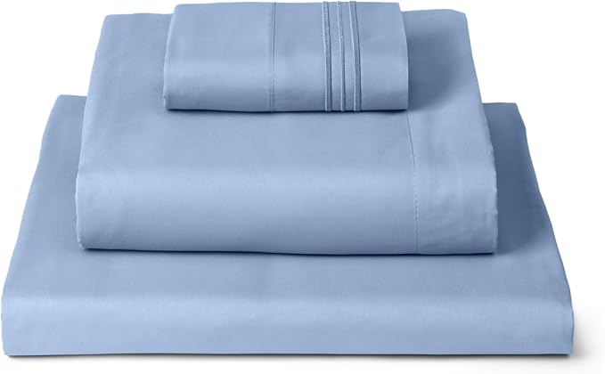 Mellanni Twin XL Sheets Set - 3 PC Iconic Collection Bedding - Hotel Luxury, Extra Soft, Cooling Bed Sheets - Wrinkle, Fade, Stain Resistant (Twin Extra Long, Sky Blue)