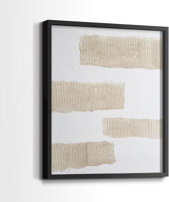 Renditions Gallery Set of 2 Peel & Stick Framed Prints, Modern Abstract Wall Art, Textured Brush Strokes Wall Decor, Re-Stickable - Ready to Hang - 8"x10" - Black Frame LT588