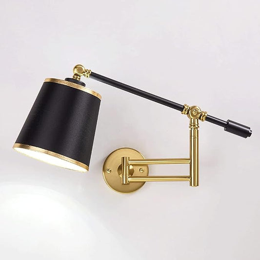 Adjustable Swing Arm Wall Lamp for Bedroom, Retractable Reading Light, E27 Bulb Holder, Retro Industrial Style Wall Sconce