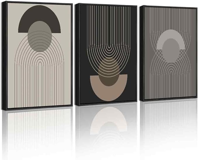 Boho Vintage Line Wall Art Framed Mid Century Bohemain Wall Decor Abstract Modern Artwork Home Office Living Room Prints Ready to Hang 11x14in Black Framed