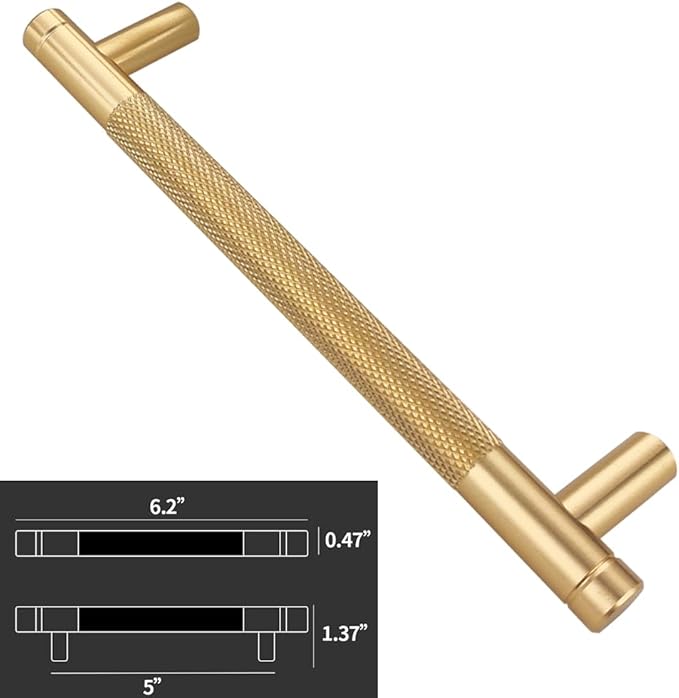2 Pack 5 Inch 128 mm Gold Barrel Cabinet Pulls Cupboard Aluminum Handles Drawer Pull Cabinet Handles Cabinet Handles