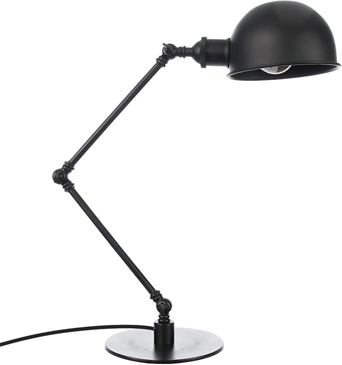 Makeup Vintage Desk Lamp, Adjustable Swing Arm Industrial Metal Task Table Lamp, Bedroom Bedside Night Light Retro Reading Lighting,Black