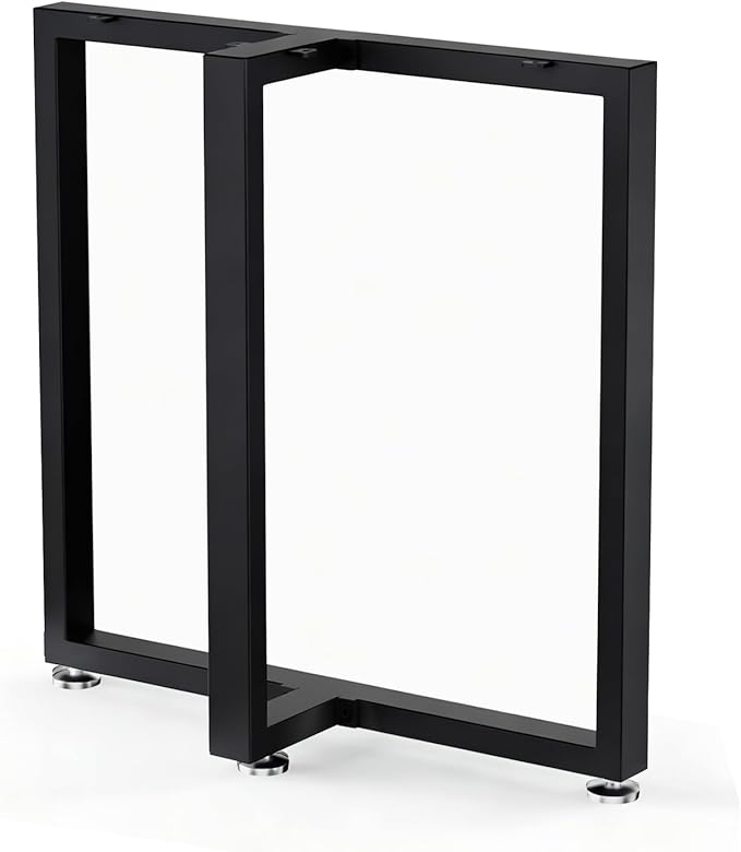 Table Legs 28”H x 24”W Heavy Duty Metal Furniture Legs T Shape for Dining Table Kitchen Table Office Desk Table Base Replacement with Adjustable Feet Pads Screws 1000 LBS Load Black Set of 2