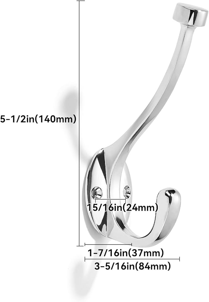 khtumeware The 3 Pack Heavy-Duty zinc Alloy Polished Chrome Coat Hook is Suitable for bathrooms, Behind Doors, bedrooms, corridors, and is a Towel Robe Hooks for Both Household and Commercial use