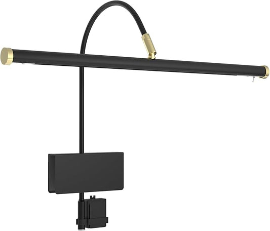 Cocoweb 19" LED Grand Piano Light in Black with Brass Accents with Dimmer Clip