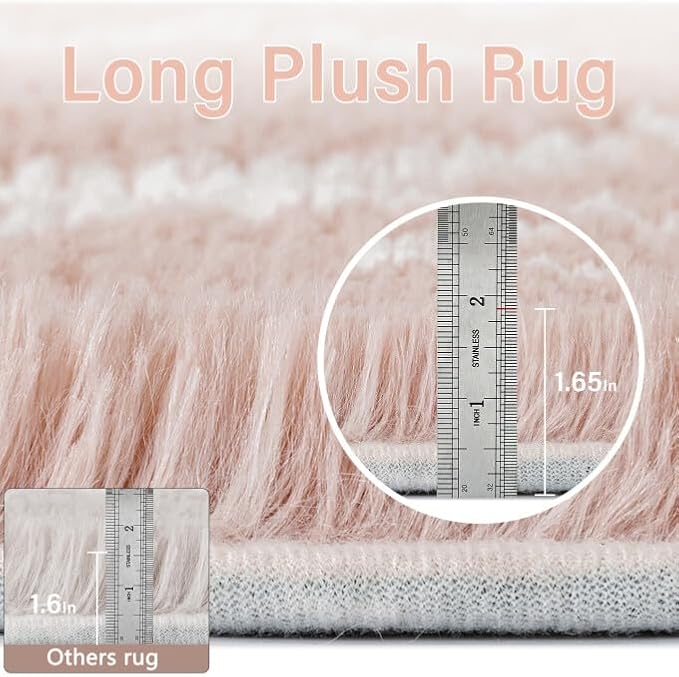 8x10 Checkered Rug for Living Room Pink and White Modern Soft Area Rug Fluffy Non-Slip Carpet for Bedroom Playroom Home Aesthetic Decor