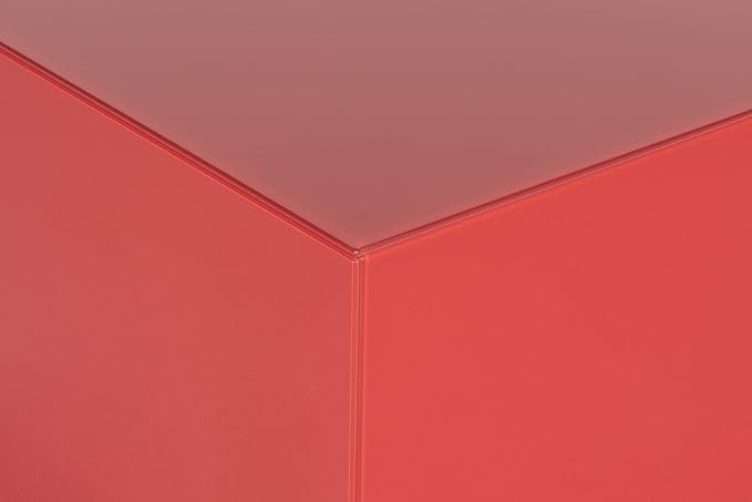 SONOROUS Premium Tempered Glass Coffee Table - Modern Red Rectangular Coffee Tables for Living Room - High Gloss Fingerprint Resistant Mid Century Design - Stylish Living Room Furniture & Décor