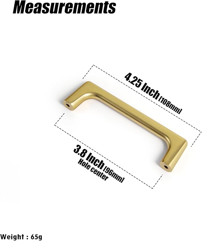 Goo-Ki Brushed Brass Cabinet Pulls with 3.8'' Hole Centers, Modern Style Zinc Alloy Cabinet Handles for Dresser,Wardrobe,Cupboard- 6 Pack