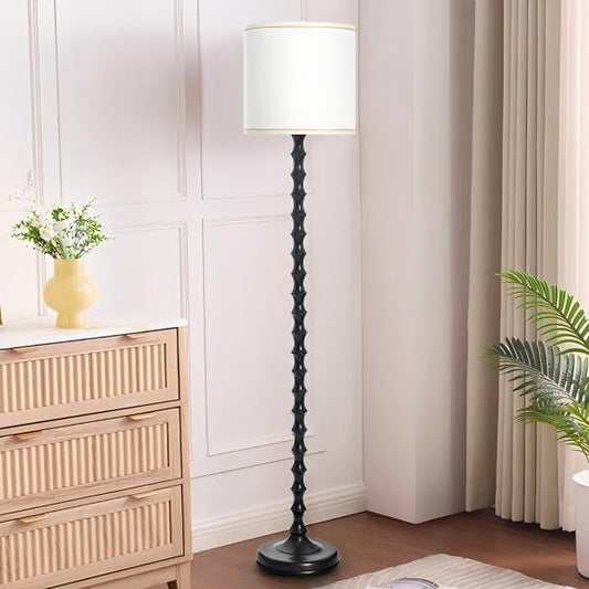EUO 64.5" Dark Brown Floor Lamp for Living Room, Rustic ORB Floor Lamp | Bamboo Floor Lamp, Oil-Rubbed Bronze Floor Lamp, Rustic, Farmhouse, Minimalist Home Decor, For Living Room, Bedroom, Bookroom