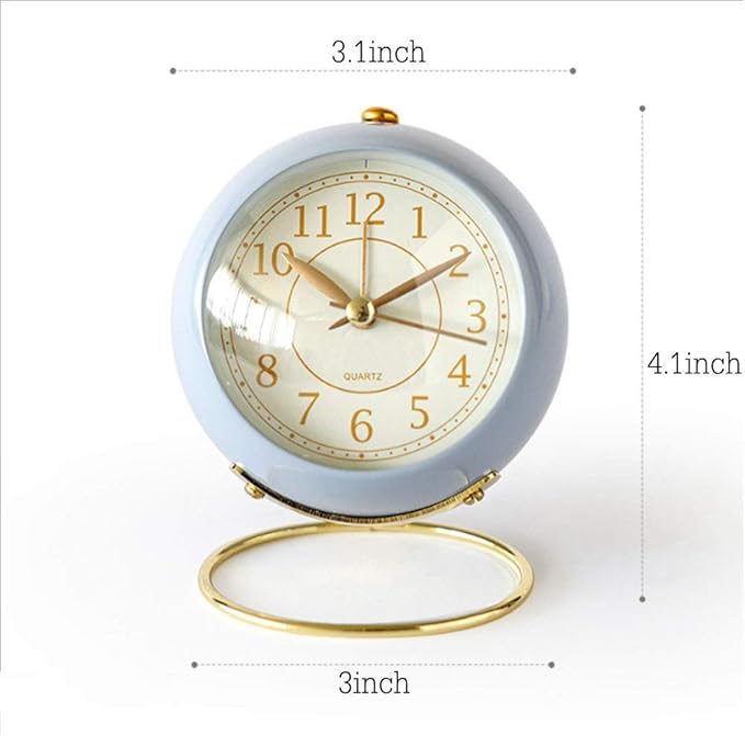 SHISEDECO Small Tableclocks Classic Non-Ticking Tabletop Alarm Clock with Backlight, Battery Operated Astronaut Deskclock with HD Glass for Living Room Bedroom Bedside Indoor Decor (Blue)