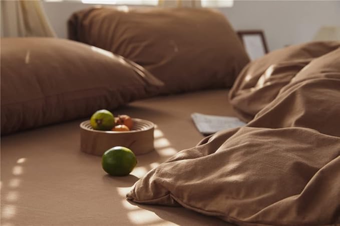 Omelas Brown Duvet Cover Twin Size Chocolate Mocha Coffee Solid Color Plain Bedding Set Simple Modern Soft Lightweight Microfiber Comforter Covers with Zipper Closure for Kids Teens Girls Children,