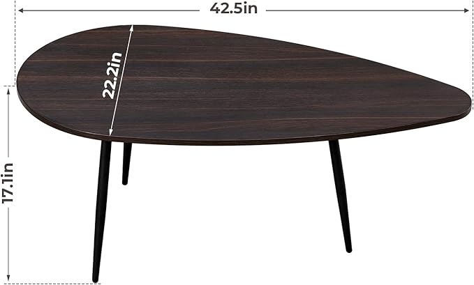 SAYGOER Oval Coffee Table Espresso Wood Mid Century Modern Coffee Tables Unique Retro Farmhouse Accent Center Sofa Rustic Table for Living Room Home Office Easy Assembly, Dark Brown