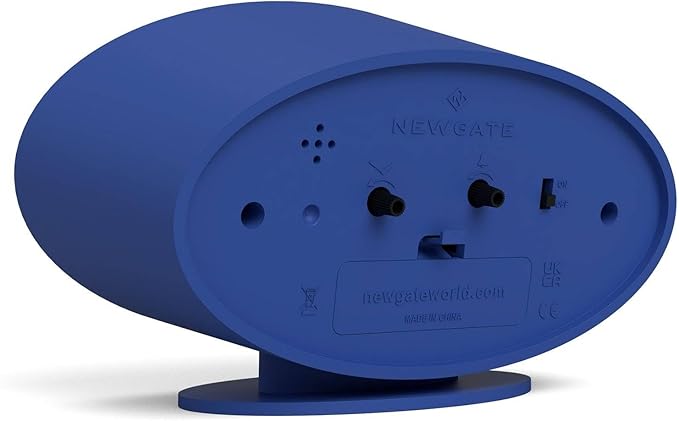 NEWGATE® Ronnie Alarm Clock | Oval Retro Design | Blue Soft Rubberised Finish | Ideal for Bedside, Desk or Shelf | Modern, Retro mid-Century Bedroom & Office Accessory
