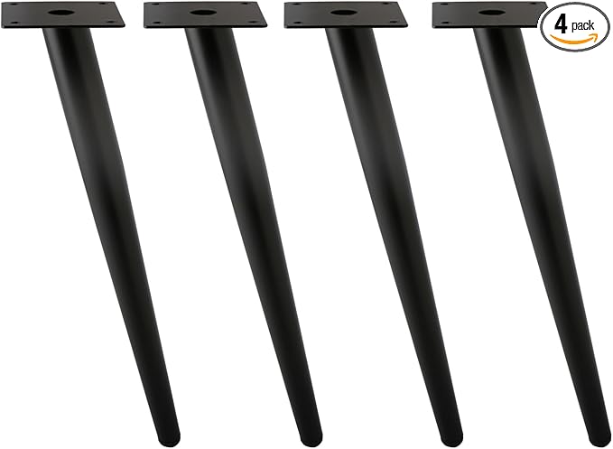 Oblique Furniture Leg 16 Inch, Slant Tapered Metal Coffee Table Legs 4pcs, Mid Century Modern Sofa Cabinet Feet Black for Home DIY Project