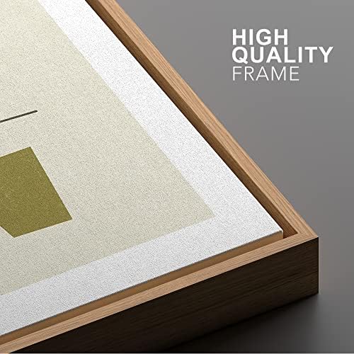 Woodrose Framed Canvas Print Wall Art 1960s Geometric Mid-Century Squares Abstract Shapes Illustrations Modern Minimalist Chic Multicolor for Living Room, Bedroom, Office - 24"x36" Natural