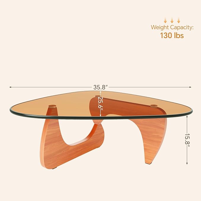 Coffee Tables Glass Small Farmhouse Coffee Table Mid-Century Modern Wood Center Table for Living Room, Walnut Brown, 36 Inch