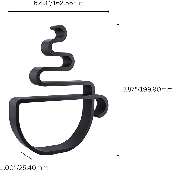 Coffee Sculpture – Minimalist Decorative Accent for Caffein Lovers & Modern Home Decor | Collectible Design (Hot Coffee Cup Matte Black)