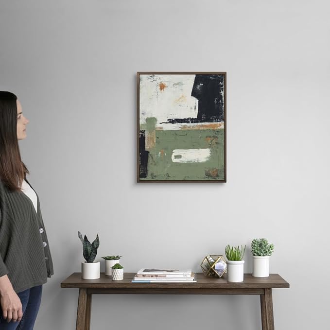 CANVAS ON DEMAND Sage of Innocence Natural Wood Float Framed Canvas Wall Art Print by Erin Ashley, Abstract, Contemporary, Home Decor, Modern Abstract, Artwork,16" x20in