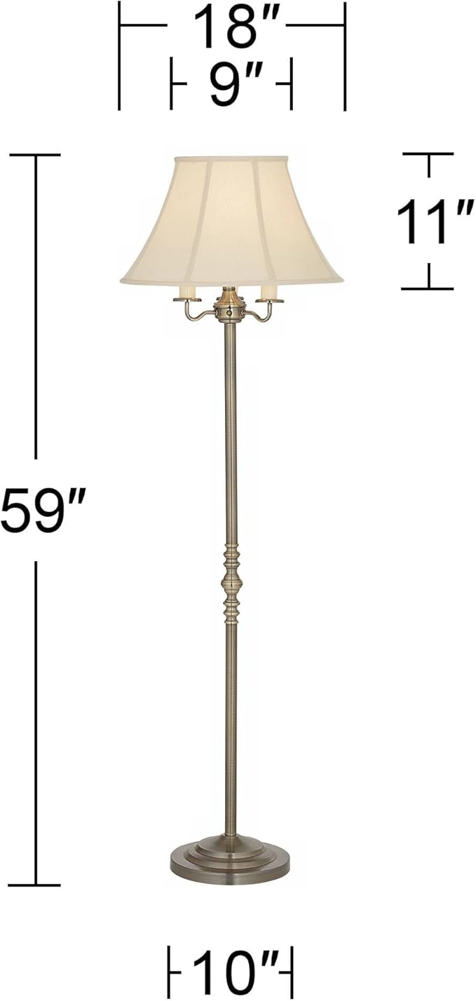 Regency Hill Montebello Traditional 59" Tall Standing Floor Lamps Set of 2 Lights Candelabra 4-Light Gold Metal Antique Brass Finish Living Room Bedroom House Reading Office Home Decor Entryway
