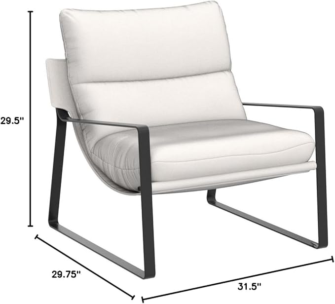 LukeAlon Modern Accent Armchairs Set of 2, Upholstered Soft Living Room Chairs with Metal Base Removable Thickened Cushion Sofa Chairs Comfy Lounge Chair for Bedroom Living Room, White Chenille