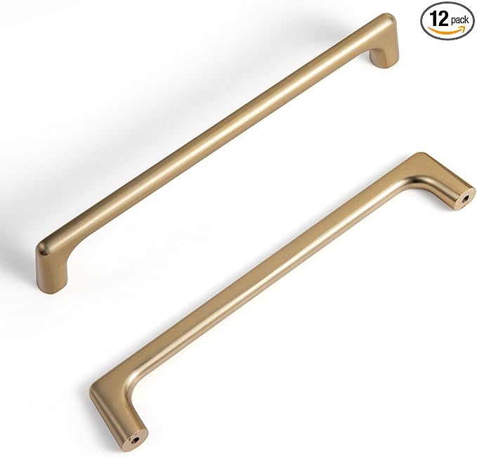 Goo-Ki Champagne Bronze Cabinet Pulls with 6.3'' Hole Centers, Modern Style Zinc Alloy Cabinet Handles for Dresser,Wardrobe,Cupboard- 12 Pack