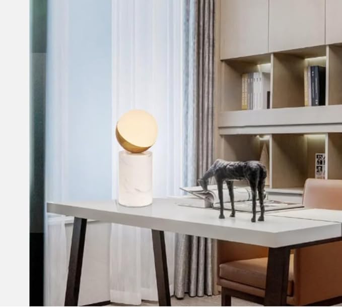 Luminara Glass & Marble Globe Table Lamp | Modern Table Lamp for Living Room, Bedroom & Office | Elegant Marble Base & Glass Globe Shade | Stylish Decorative Lighting